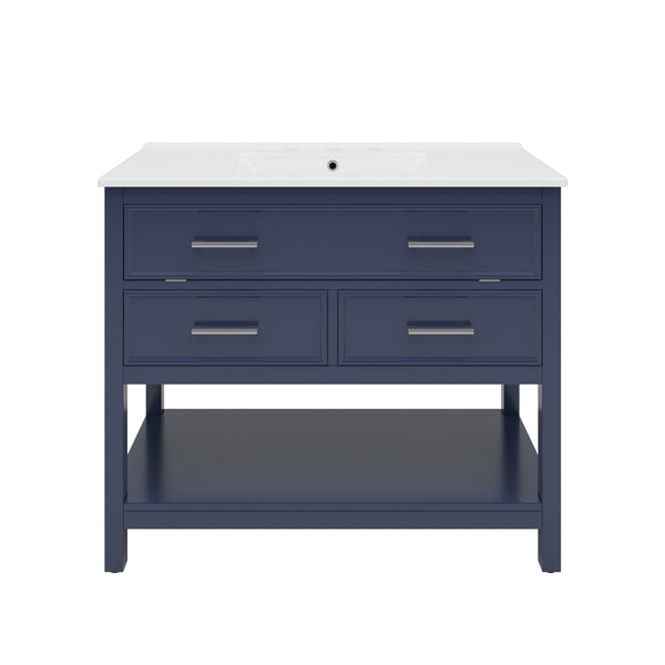 Gdf Studio Elyriael 36" Bathroom Vanity With Ceramic Sink With Tip-Out Tray And 2 Full-Extension Drawers