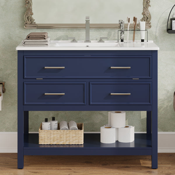 Gdf Studio Elyriael 36" Bathroom Vanity With Ceramic Sink With Tip-Out Tray And 2 Full-Extension Drawers