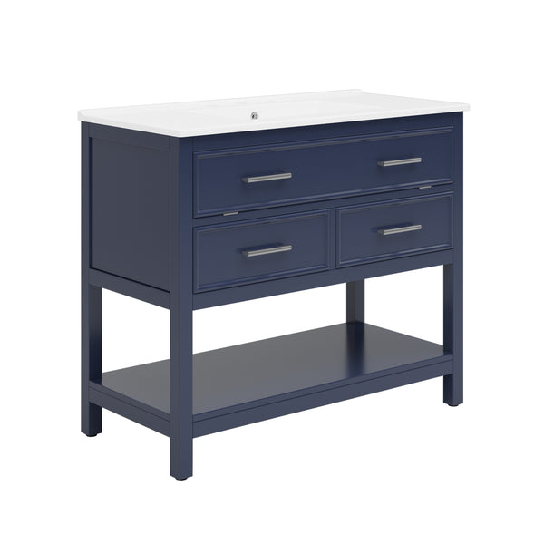 Gdf Studio Elyriael 36" Bathroom Vanity With Ceramic Sink With Tip-Out Tray And 2 Full-Extension Drawers