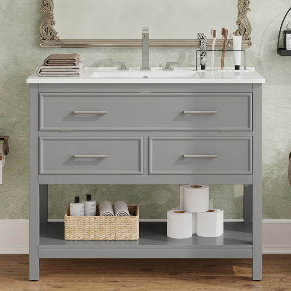 gdf studio Elyriael 36" Bathroom Vanity with Ceramic Sink with Tip-Out Tray and 2 Full-Extension Drawers