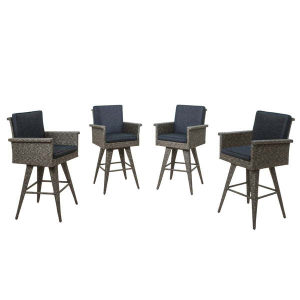 gdf studio Elysium 30-Inch Outdoor Wicker Barstool with Water Resistant Cushions