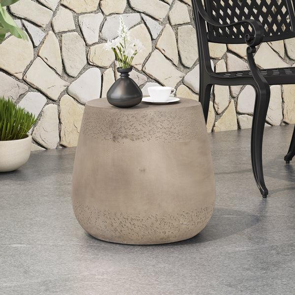 Gdf Studio Emelie Outdoor Contemporary Lightweight Concrete Accent Side Table