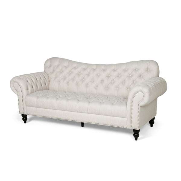 Gdf Studio Emeric Chesterfield Button Tufted Fabric 3 Seater Sofa