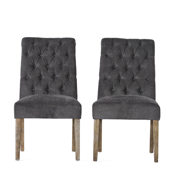 Gdf Studio Emerson Contemporary Tufted Rolltop Dining Chairs