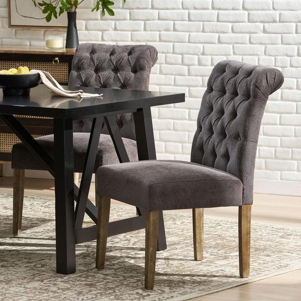 Gdf Studio Emerson Contemporary Tufted Rolltop Dining Chairs