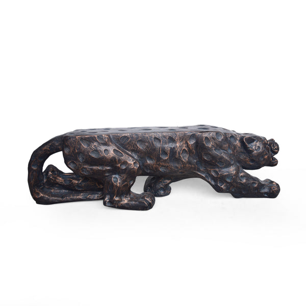 gdf studio Emersyn Outdoor Leopard Shaped Concrete Bench Antique Copper Finish