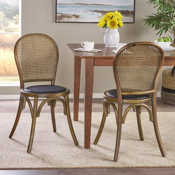 Gdf Studio Emerys Wooden Cane Back Dining Chair (Set Of 2)