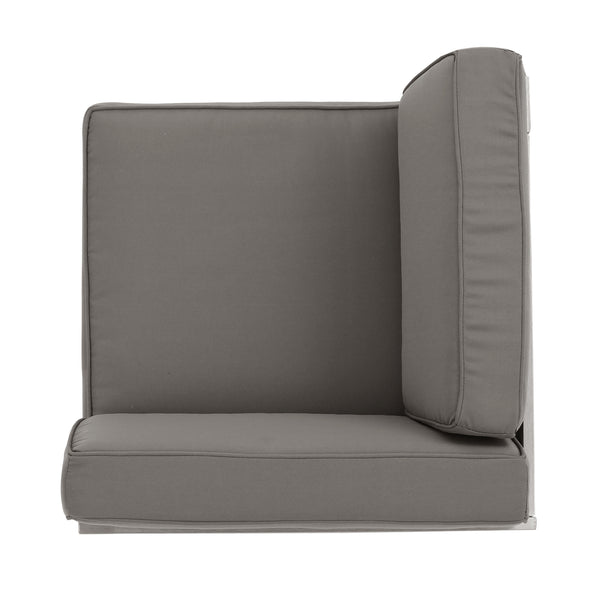 Gdf Studio Emily Coral Outdoor 7-Seater Aluminum Sectional Sofa Set Silver And Khaki