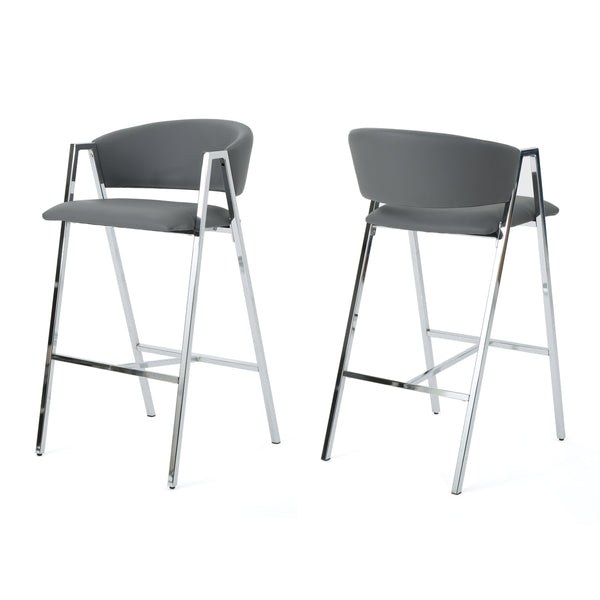 gdf studio Emily Modern Leather 28.25 Inch Barstool (Set of 2)