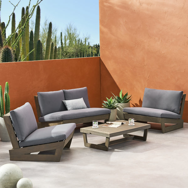 Gdf Studio Emma Outdoor 4 Seater Chat Set With Coffee Table