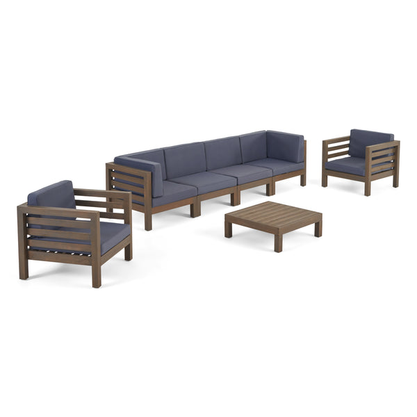 gdf studio Emma Outdoor 6 Seater Acacia Wood Sofa Chat Set