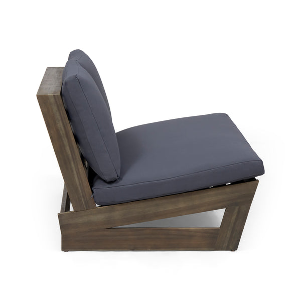 Gdf Studio Emma Outdoor Acacia Wood Loveseat With Cushions