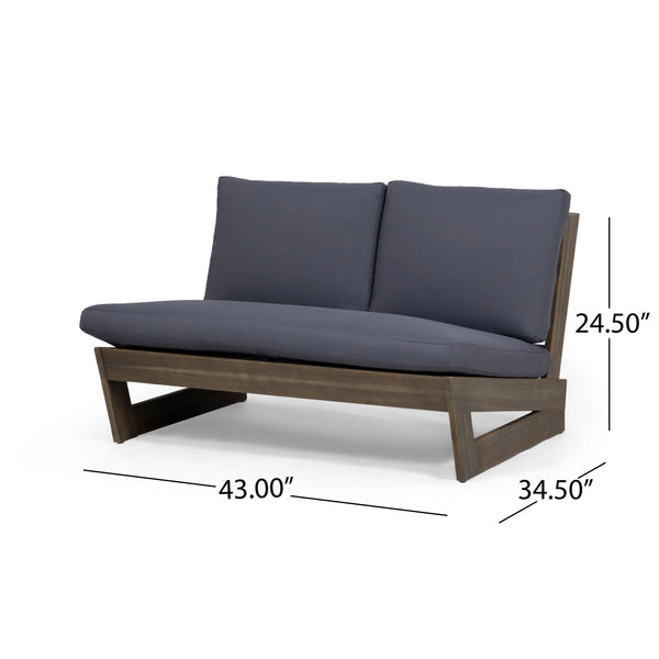 Gdf Studio Emma Outdoor Acacia Wood Loveseat With Cushions