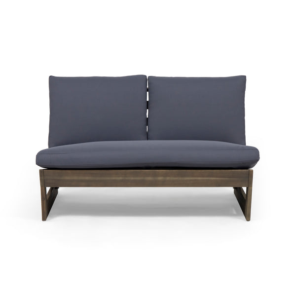 gdf studio Emma Outdoor Acacia Wood Loveseat with Cushions