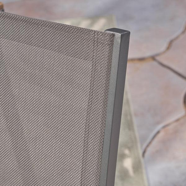 Gdf Studio Emma Outdoor Aluminum Dining Chairs With Faux Wood Accents