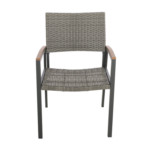 Gdf Studio Emma Outdoor Wicker Dining Chair With Aluminum Frame (Set Of 2)