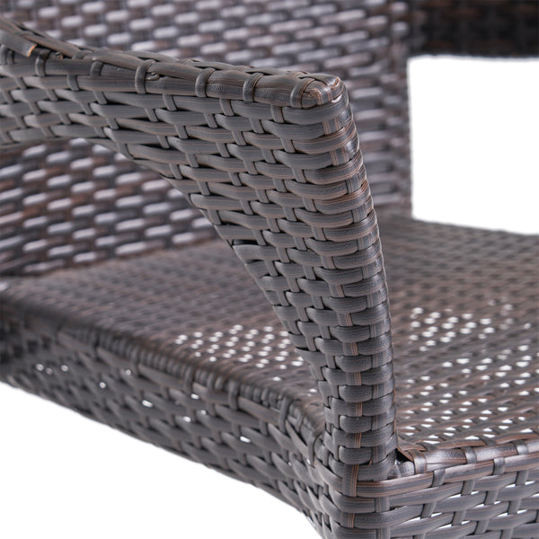 Gdf Studio Emmalynn Outdoor Wood And Wicker 8 Seater Dining Set