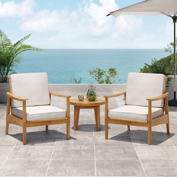 Gdf Studio Emmry Outdoor Acacia Wood Club Chair Set Of 2