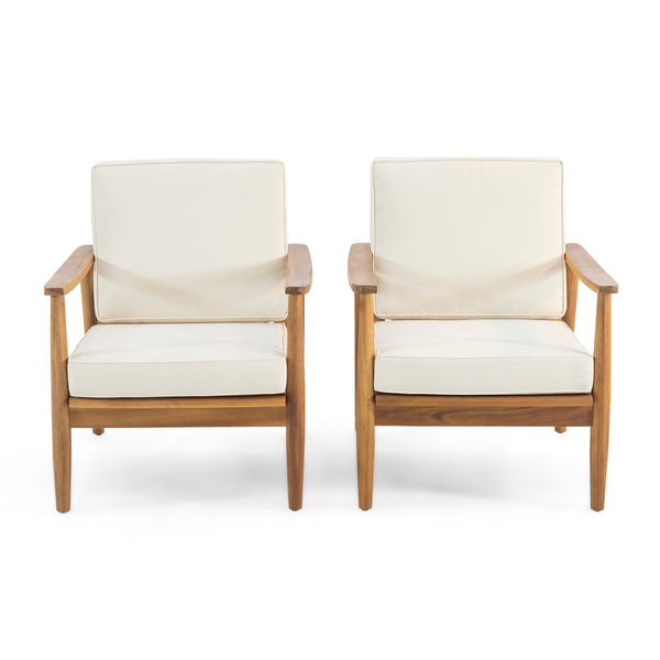 gdf studio Emmry Outdoor Acacia Wood Club Chair Set of 2