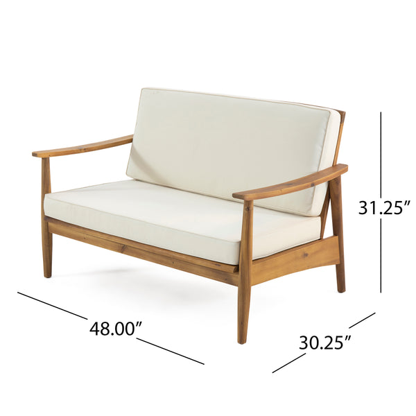 Gdf Studio Emmry Outdoor Acacia Wood Loveseat Set With Coffee Table