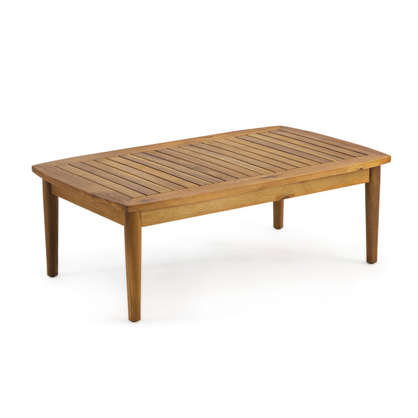 Gdf Studio Emmry Outdoor Acacia Wood Loveseat Set With Coffee Table