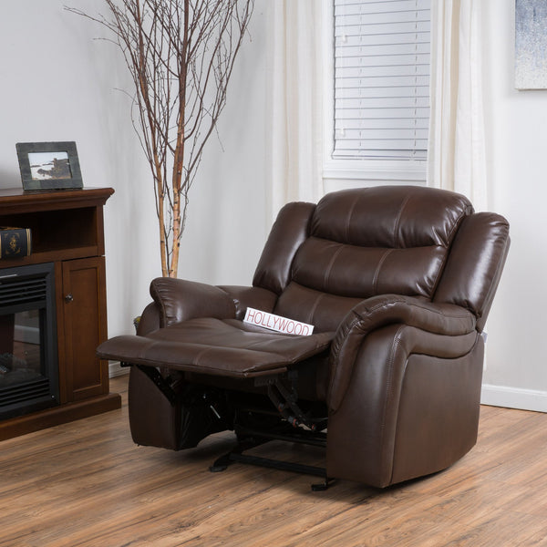 Gdf Studio Emryka Brown PU Leather Glider Recliner Club Chair