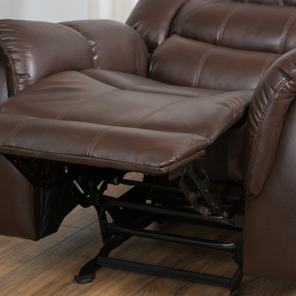 Gdf Studio Emryka Brown PU Leather Glider Recliner Club Chair