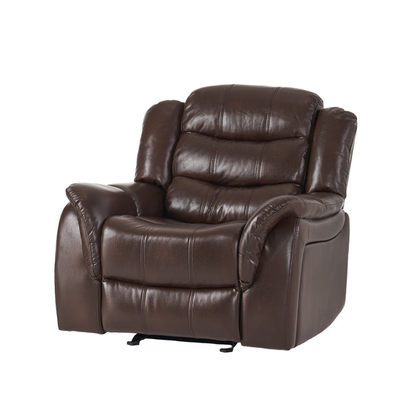 gdf studio Emryka Brown PU Leather Glider Recliner Club Chair