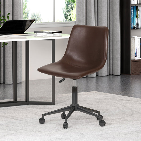 Gdf Studio Enger Contemporary Upholstered Swivel Office Chair With Rolling Casters
