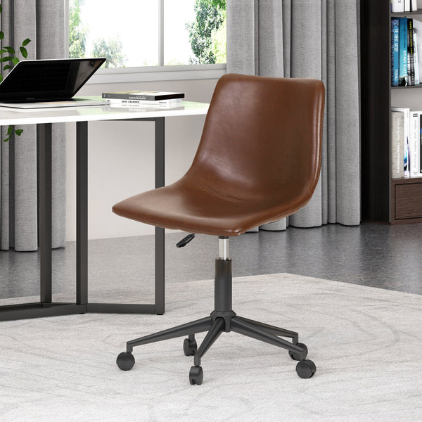 gdf studio Enger Contemporary Upholstered Swivel Office Chair with Rolling Casters
