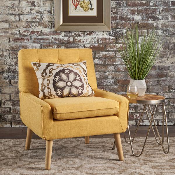 Gdf Studio Eonna Mid-Century Modern Button Tufted Fabric Upholstered Accent Chair