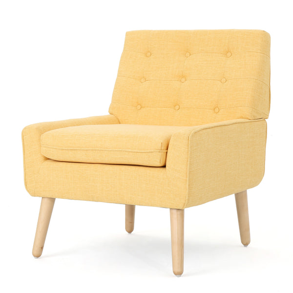 gdf studio Eonna Mid-Century Modern Button Tufted Fabric Upholstered Accent Chair