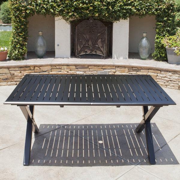 Gdf Studio Eowyn Black Cast Aluminum Expandable Outdoor Dining Table