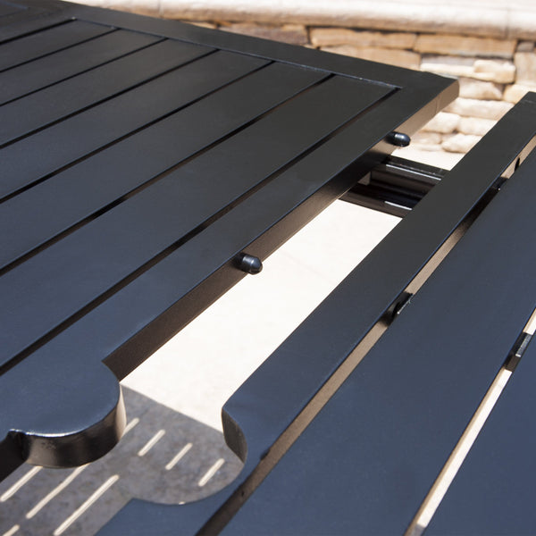 Gdf Studio Eowyn Expandable 7-9 Piece Outdoor Cast Aluminum Dining Set W/ Umbrella Hole