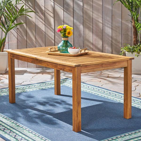 Gdf Studio Eric Outdoor Expandable Acacia Wood Dining Table