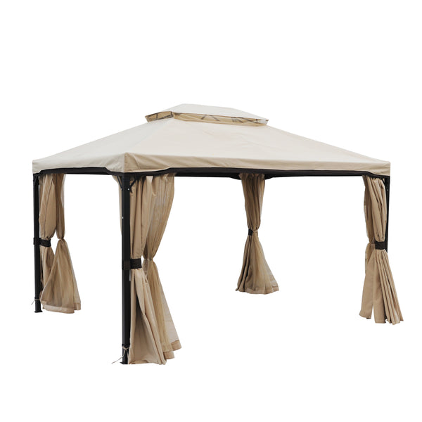 gdf studio Erika Outdoor 10' x 12' Gazebo with Water Resistant Canopy Beige