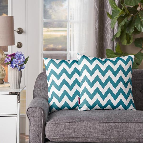 Gdf Studio Ernest Indoor Zig Zag Striped Water Resistant Square Throw Pillows (Set Of 2)