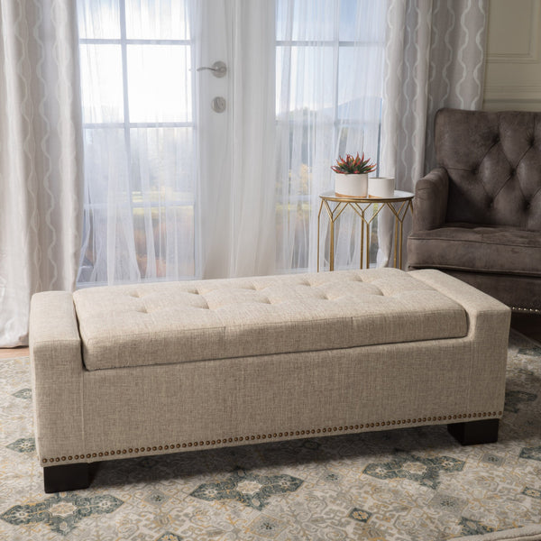 Gdf Studio Espana Fabric Rectangle Storage Ottoman Bench