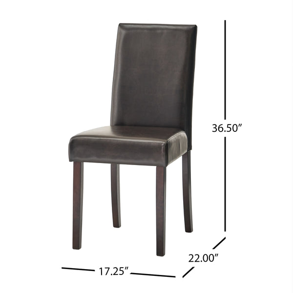 Gdf Studio Esteban Brown Leather Parson Dining Chairs (Set Of 2)