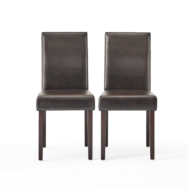 gdf studio Esteban Brown Leather Parson Dining Chairs (Set of 2)