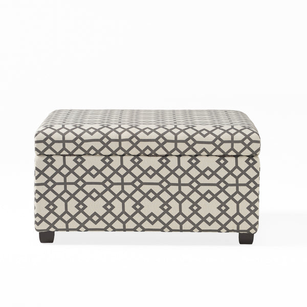 Gdf Studio Estee Grey Geometric Pattern Fabric Square Storage Ottoman Coffee Table