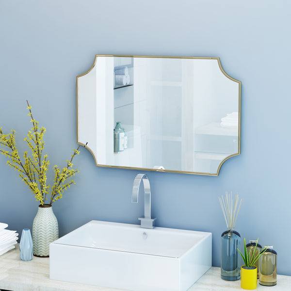 Gdf Studio Estelle Glam Wall Mirror With Gold Finished Stainless Steel Frame