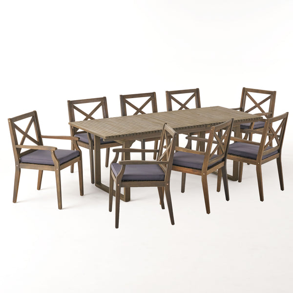 gdf studio Estelle Outdoor 8 Seater Expandable Acacia Wood Dining Set