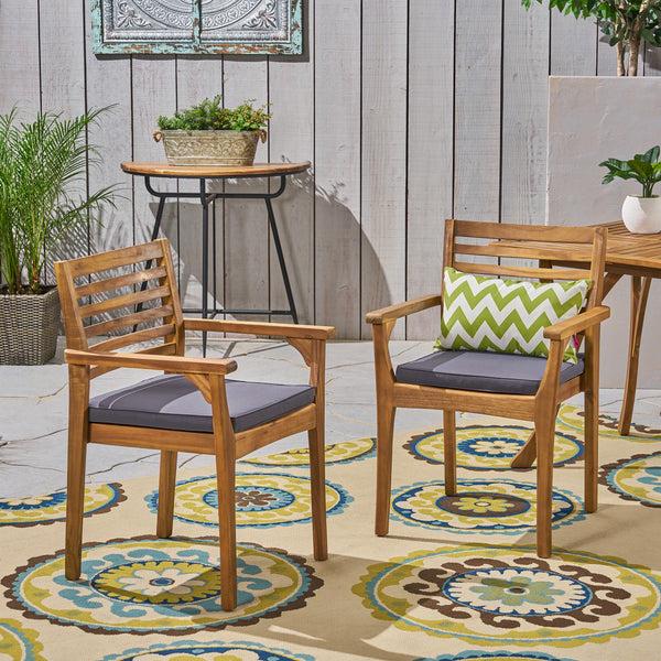 Gdf Studio Esther Patio Dining Chairs Acacia Wood And Outdoor Cushions