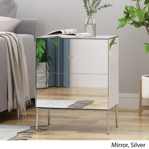 Gdf Studio Eternis Modern Mirrored Two Drawer Cabinet