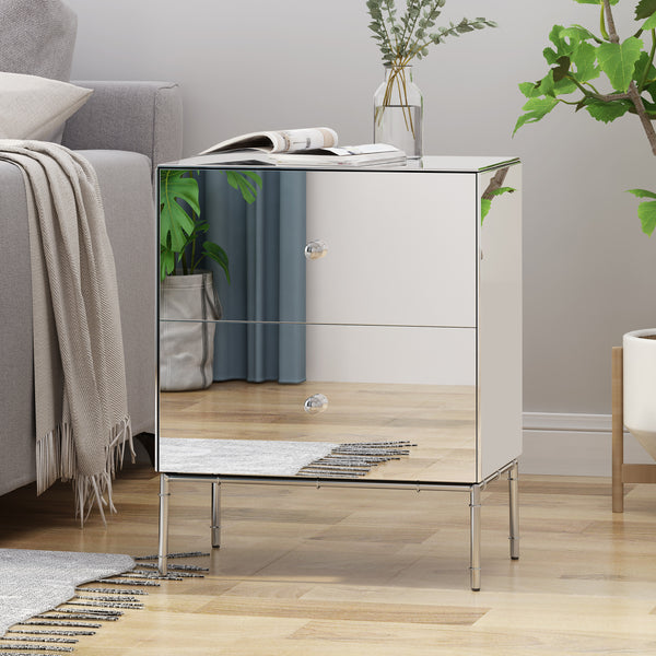 Gdf Studio Eternis Modern Mirrored Two Drawer Cabinet
