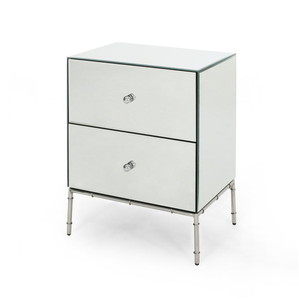 gdf studio Eternis Modern Mirrored Two Drawer Cabinet