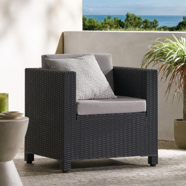 Gdf Studio Ethan Outdoor Faux Wicker Club Chairs With Cushions