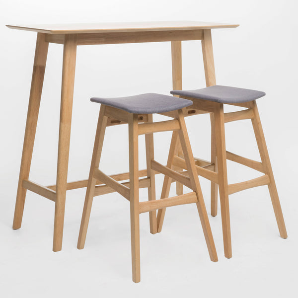 Gdf Studio Ethel Natural Oak Finish Rectangular 3 Piece Bar Set