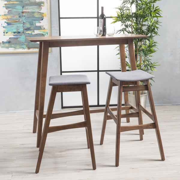 Gdf Studio Ethel Natural Walnut Finish Rectangular 3 Piece Bar Set